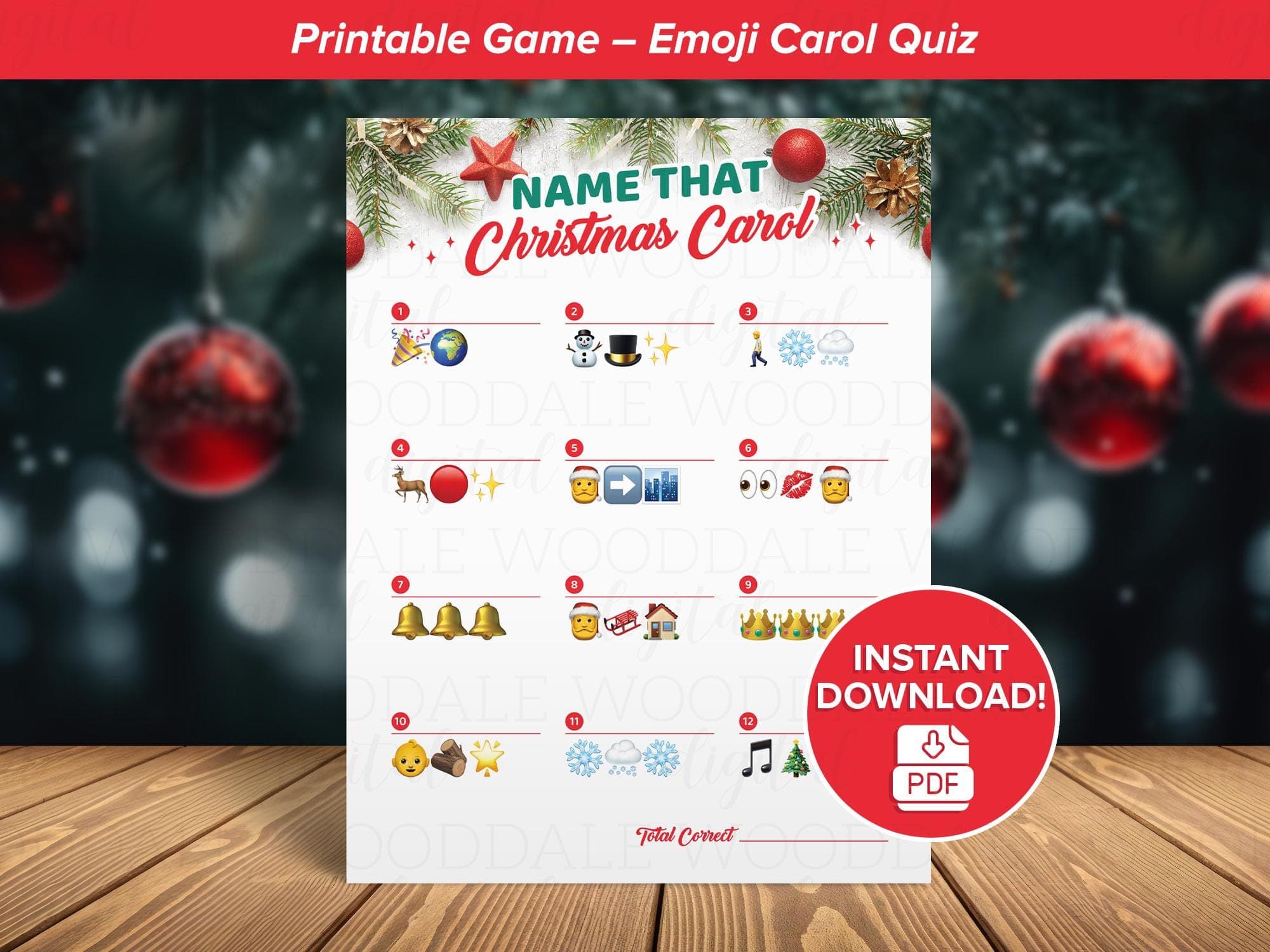 Christmas Carol Emoji Guessing Game • Instant Download PDF • 8.5x11 Game + Answer Sheet