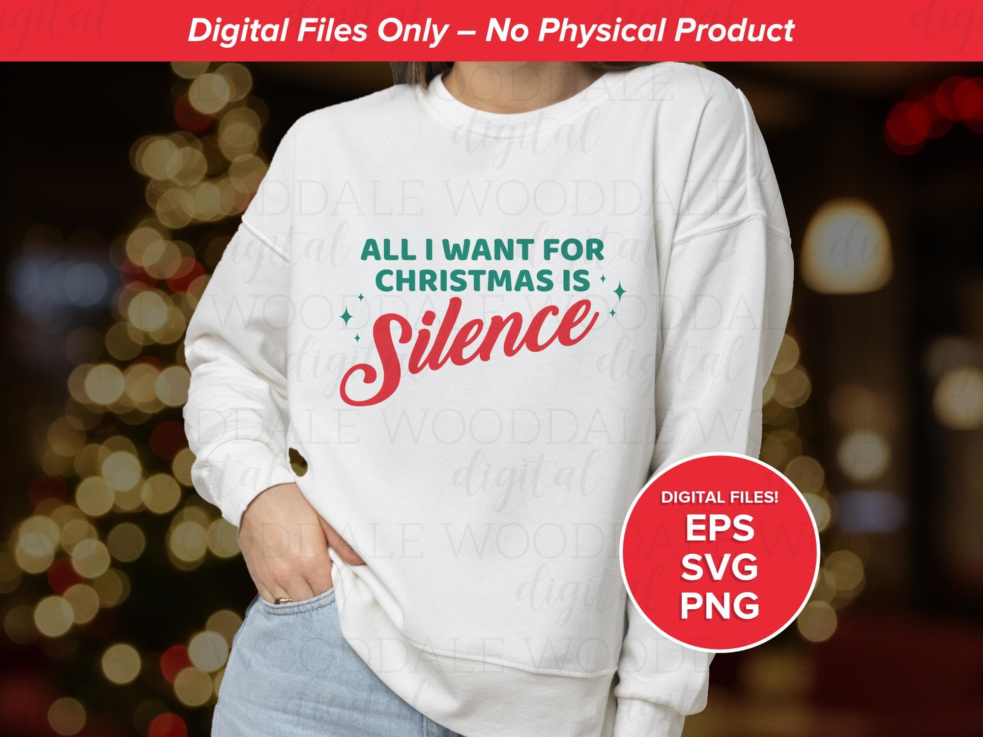 All I Want for Christmas Is Silence • Funny Christmas Typography • SVG PNG EPS