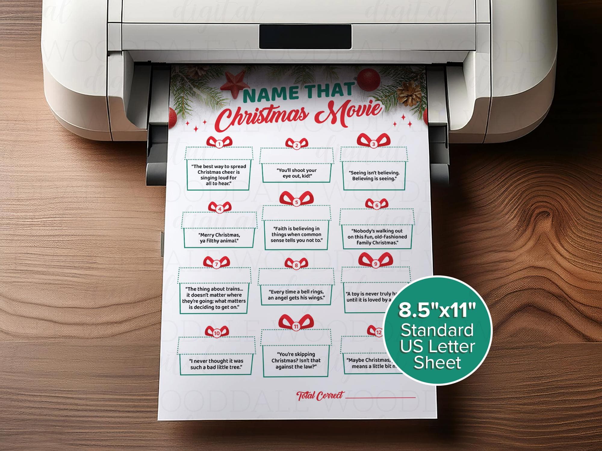Christmas Movie Quotes Trivia Game • Instant Download PDF • 8.5x11 Game + Answer Sheet image 2