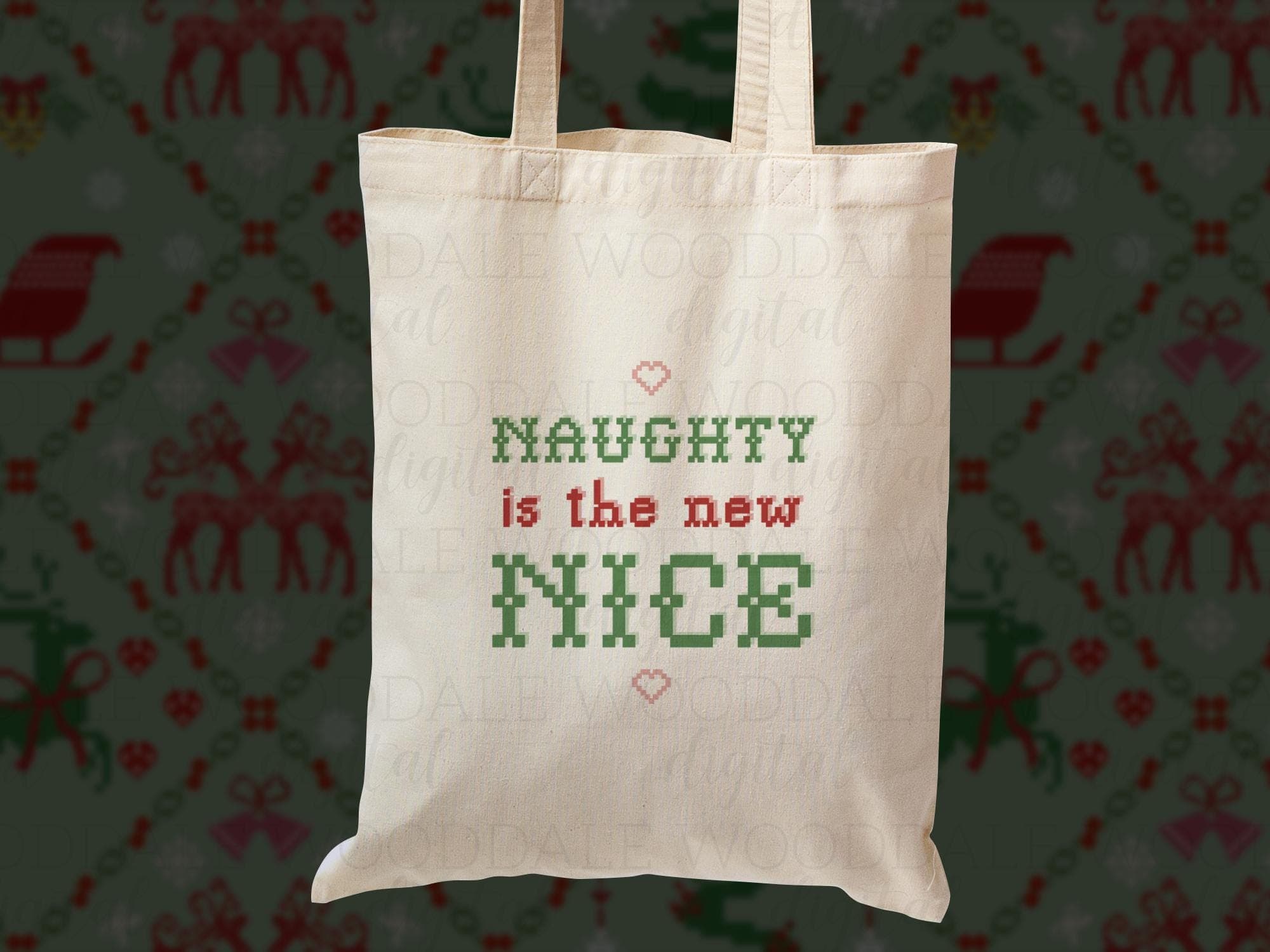 Naughty is the New Nice SVG – Retro Cross Stitch Christmas Saying – Vintage Holiday Design image 3