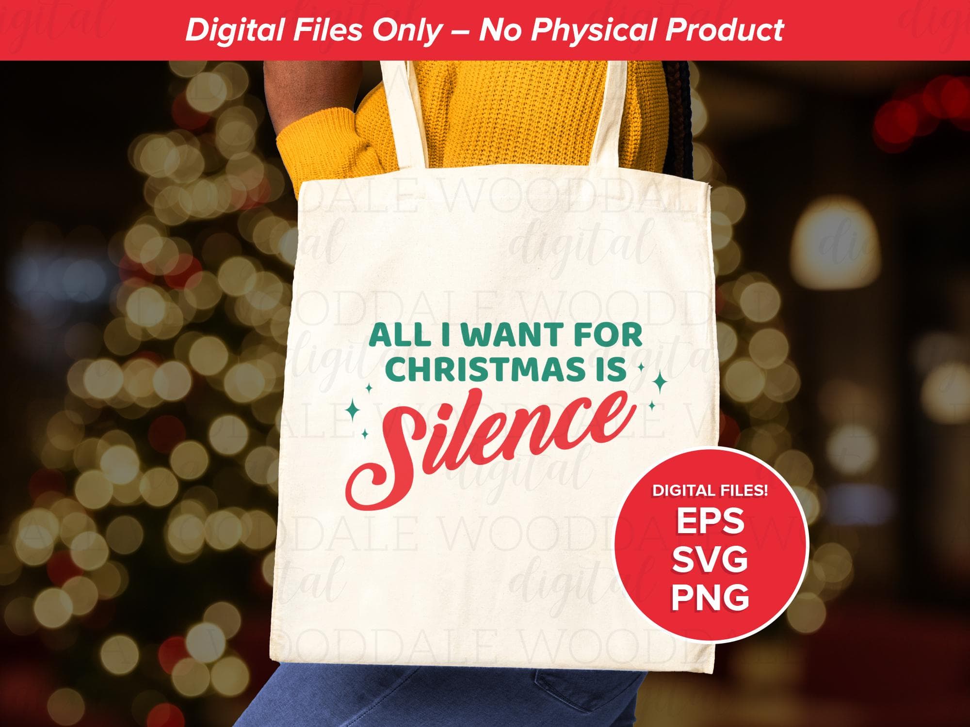 All I Want for Christmas Is Silence • Funny Christmas Typography • SVG PNG EPS image 4